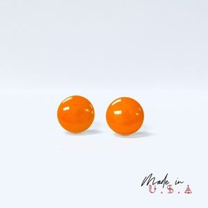 Solid Round Earrings - Orange